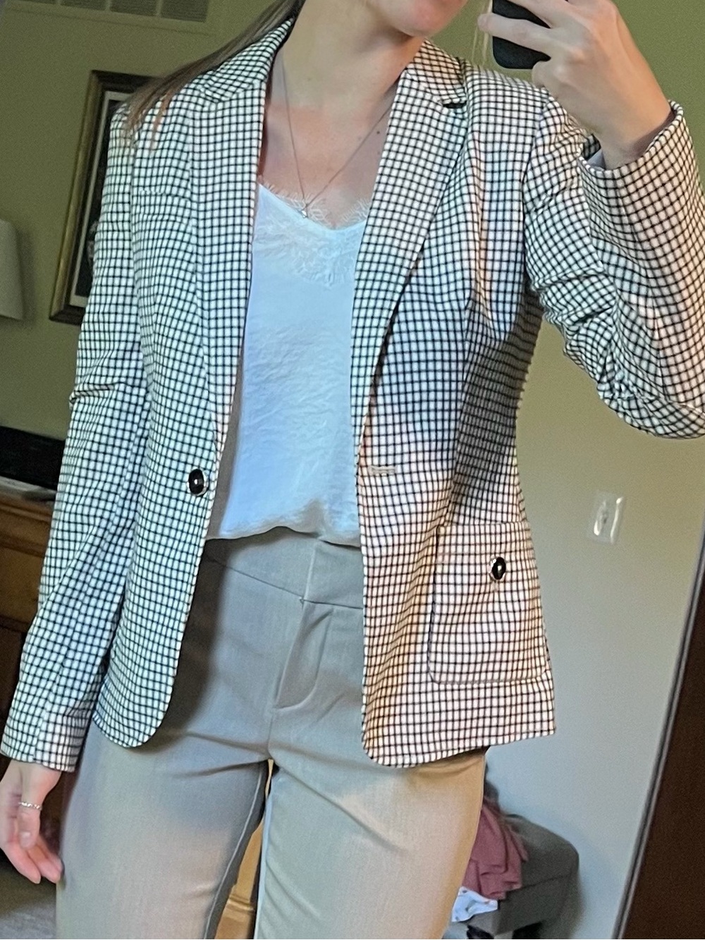Tommy Hilfiger Black and White Checked Women's Blazer